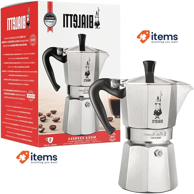 Bialetti Moka Express Iconic Italian Espresso MakerItalian Coffee 9-Cup Pot