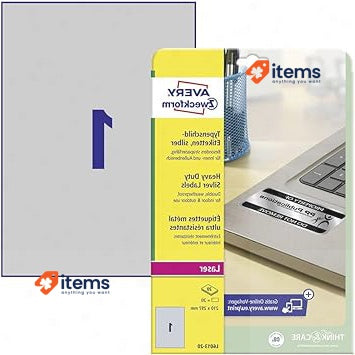 Avery L6013 - 20 Extra Strong Adhesive Silver Heavy Duty Labels 1 Label A4 Sheet