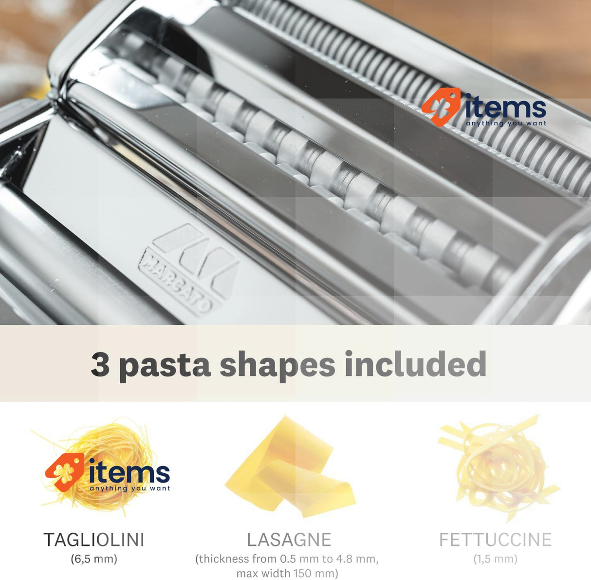 Marcato Pasta Machine, Pasta Maker, Pasta Roller for Handmade Fresh Pasta Italy