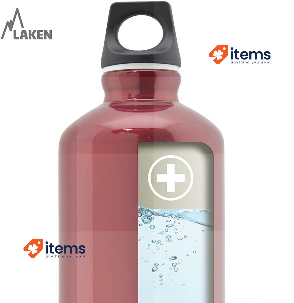 Laken Futura Water Bottle with Narrow Mouth, Lightweight Aluminum BPA, 1 L Red