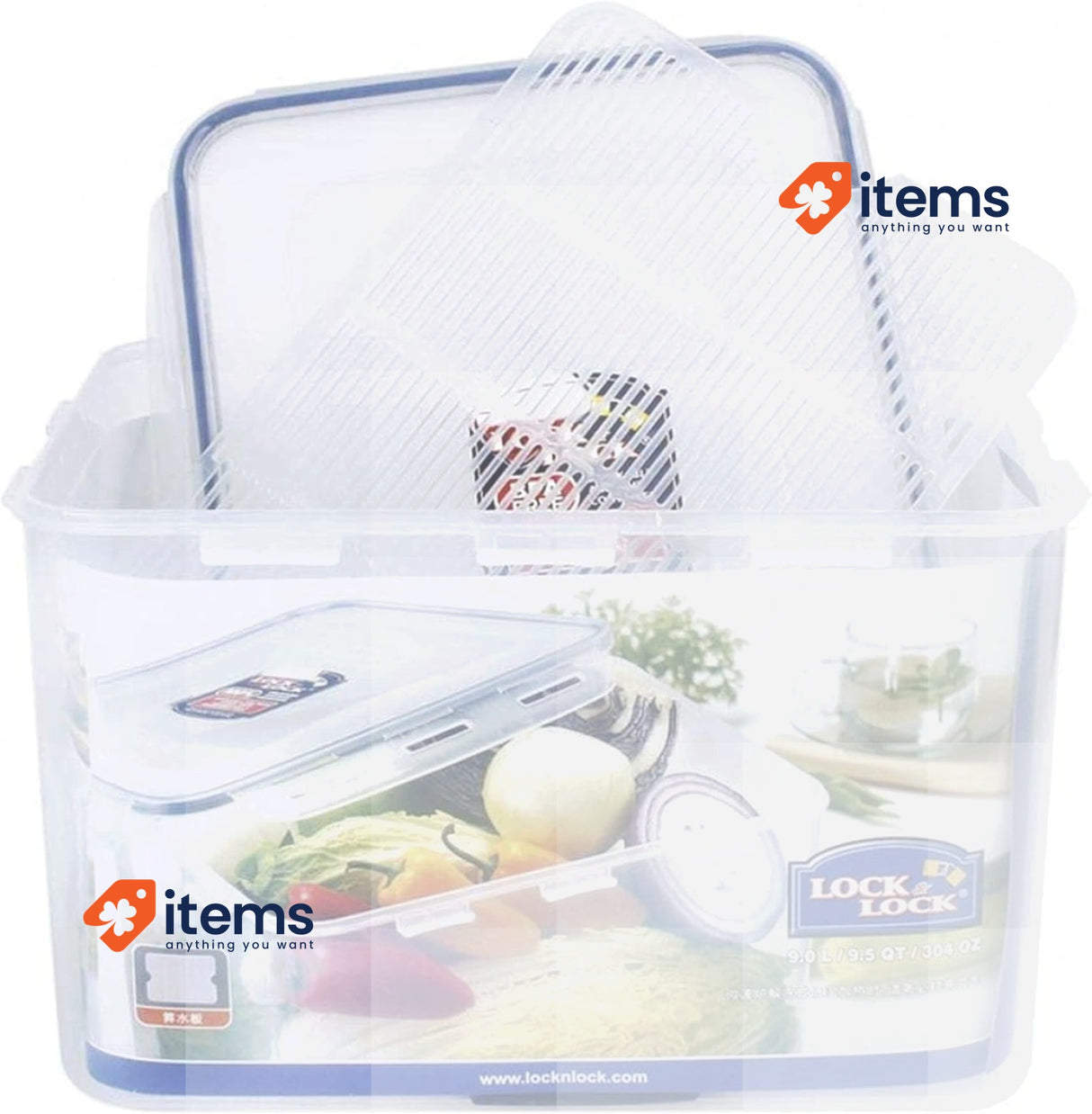 Lock & Storage Container Blue HPL838 Rectangular Clear/Blue L Food 9 L