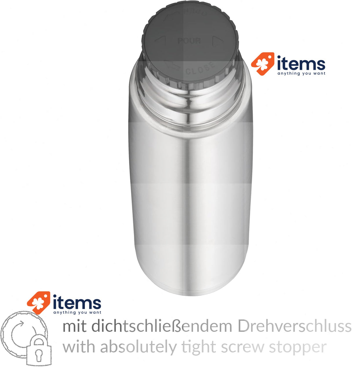 Alfi Isotherm Thermos Bottle 1.0 L Perfect Stainless Steel With Screw Cap