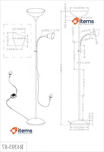 Reality Leuchten R4393 87 Floodlight with Reading Light 1 x E27 and 1 x E14