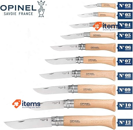 Opinel No.10 Stainless Steel Folding Knife with Beechwood Handle Box Box of 6