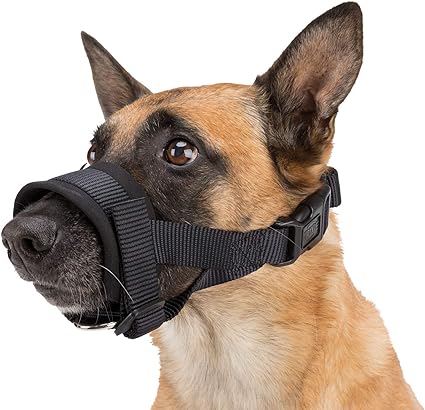 TRIXIE Nylon Ribbon Muzzle, Training, XL-XXL, Black, Dog