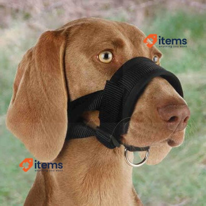 TRIXIE Nylon Ribbon Muzzle, Training, XL - XXL, Black, Dog XXL Collars Leads