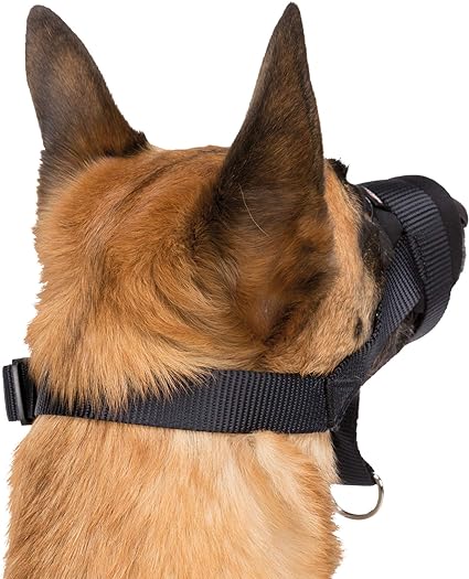 TRIXIE Nylon Ribbon Muzzle, Training, XL-XXL, Black, Dog