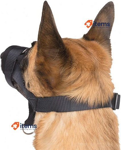 TRIXIE Nylon Ribbon Muzzle, Training, XL - XXL, Black, Dog XXL Collars Leads