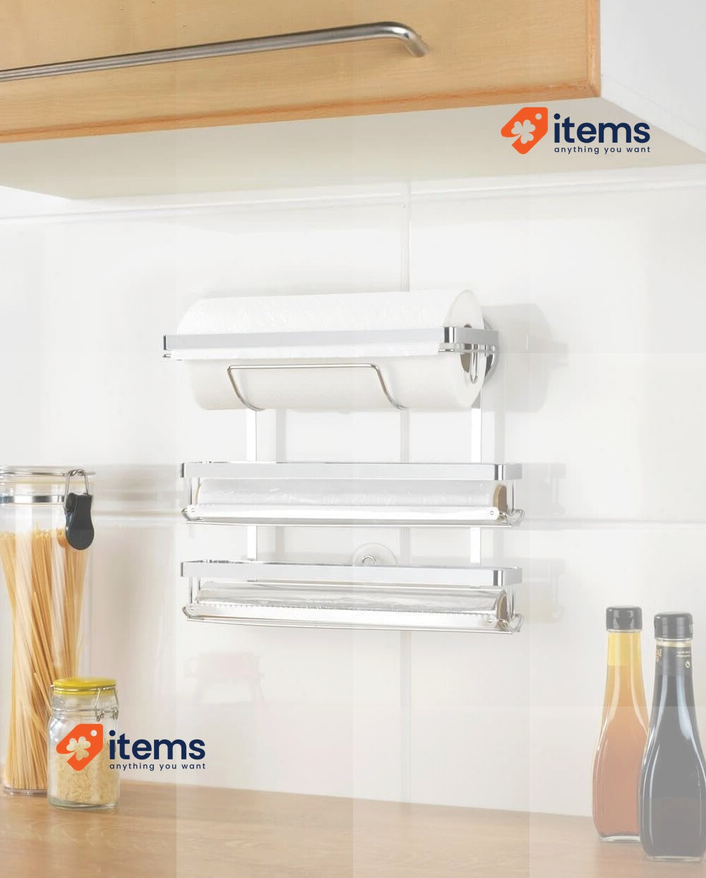 WENKO Magic-Loc Holder Trio WENKO 5880100 33 x 32 x 16 cm Silver Kitchen Rolls