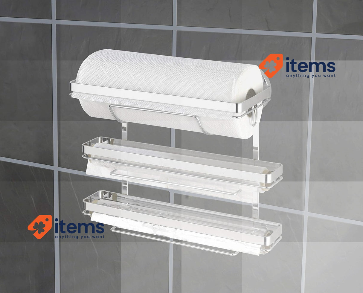 WENKO Magic-Loc Holder Trio WENKO 5880100 33 x 32 x 16 cm Silver Kitchen Rolls
