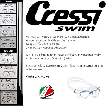 Cressi Cobra-Ideal Swim Goggles for Swimming Pool, Triathlon Blue