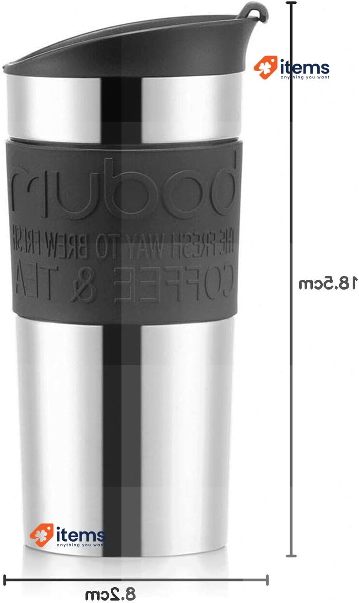 Bodum 11068-01 Vacuum Travel Mug, 0.35 L - Small, Black, S (Pack of 1)