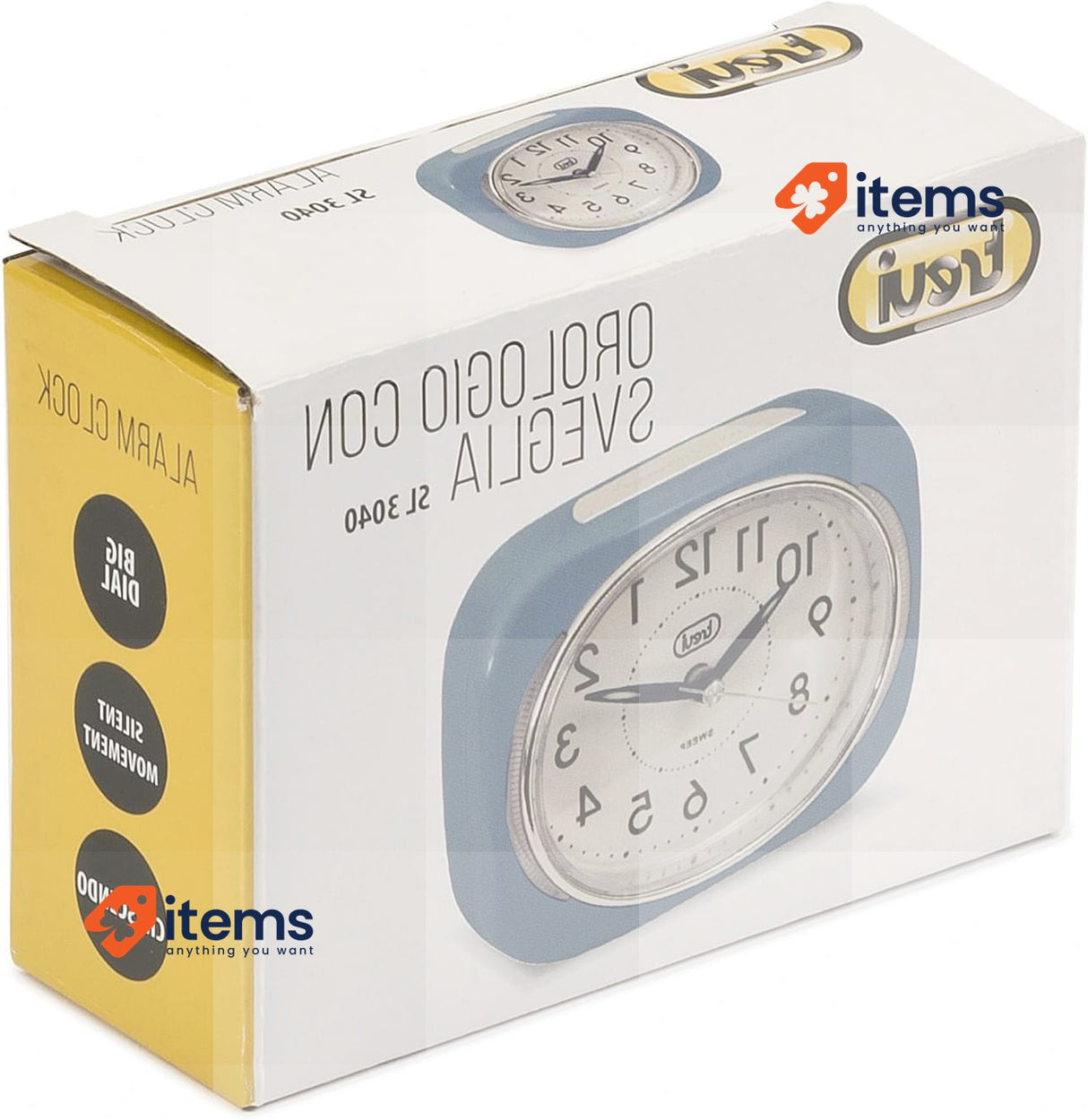 Trevi Retro Bedside/Travel Alarm Clock LED Backlight Silent Sweep Second Hand