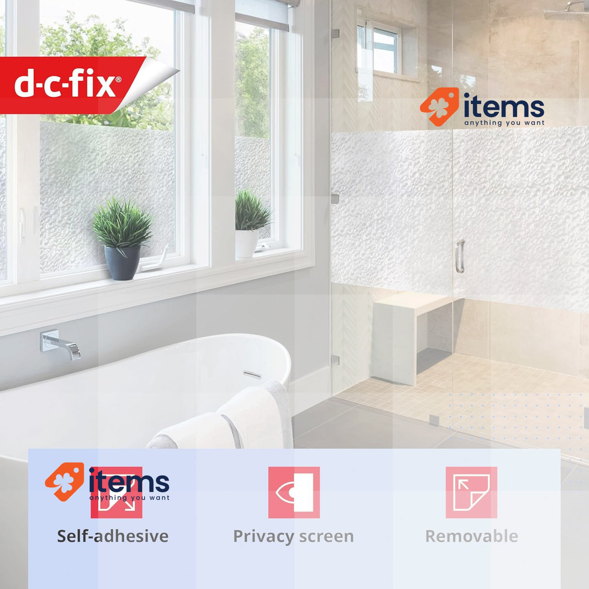 D - C Fix Window Film Privacy Snow 90cm X 2,1m Self Adhesive Vinyl Films d-c-fix