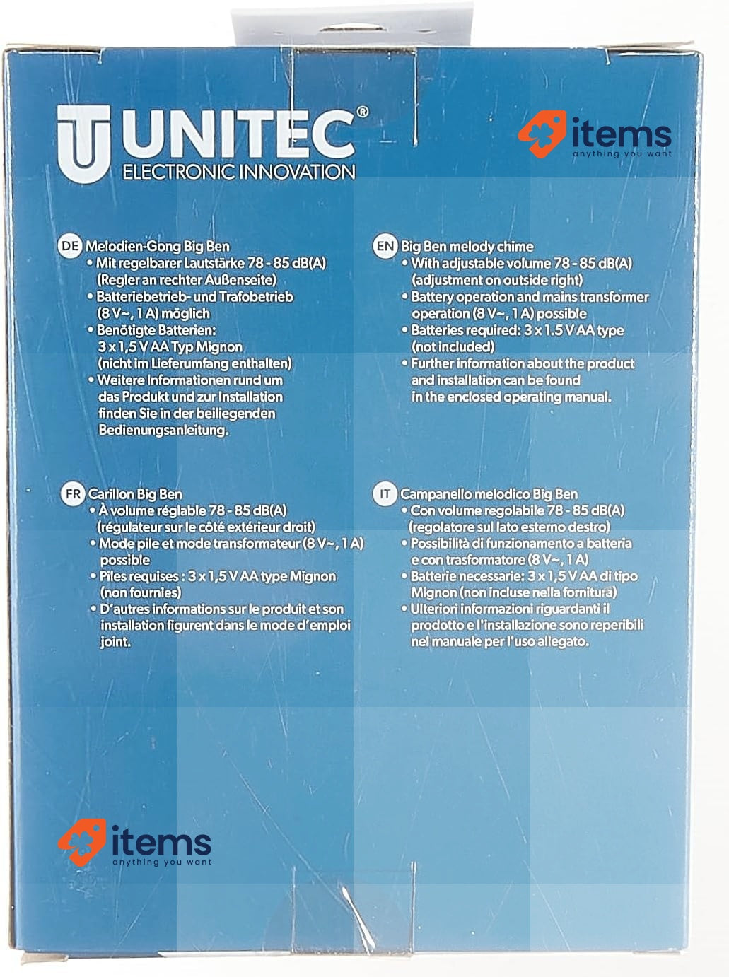 uniTEC 47237 BIG BEN Melody Bell Volume: 78-85 dB White