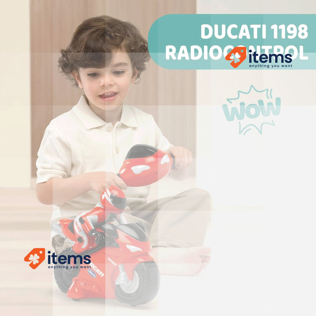 Chicco Ducati 119, Moto Teledirigidas with Intuitive Remote Control