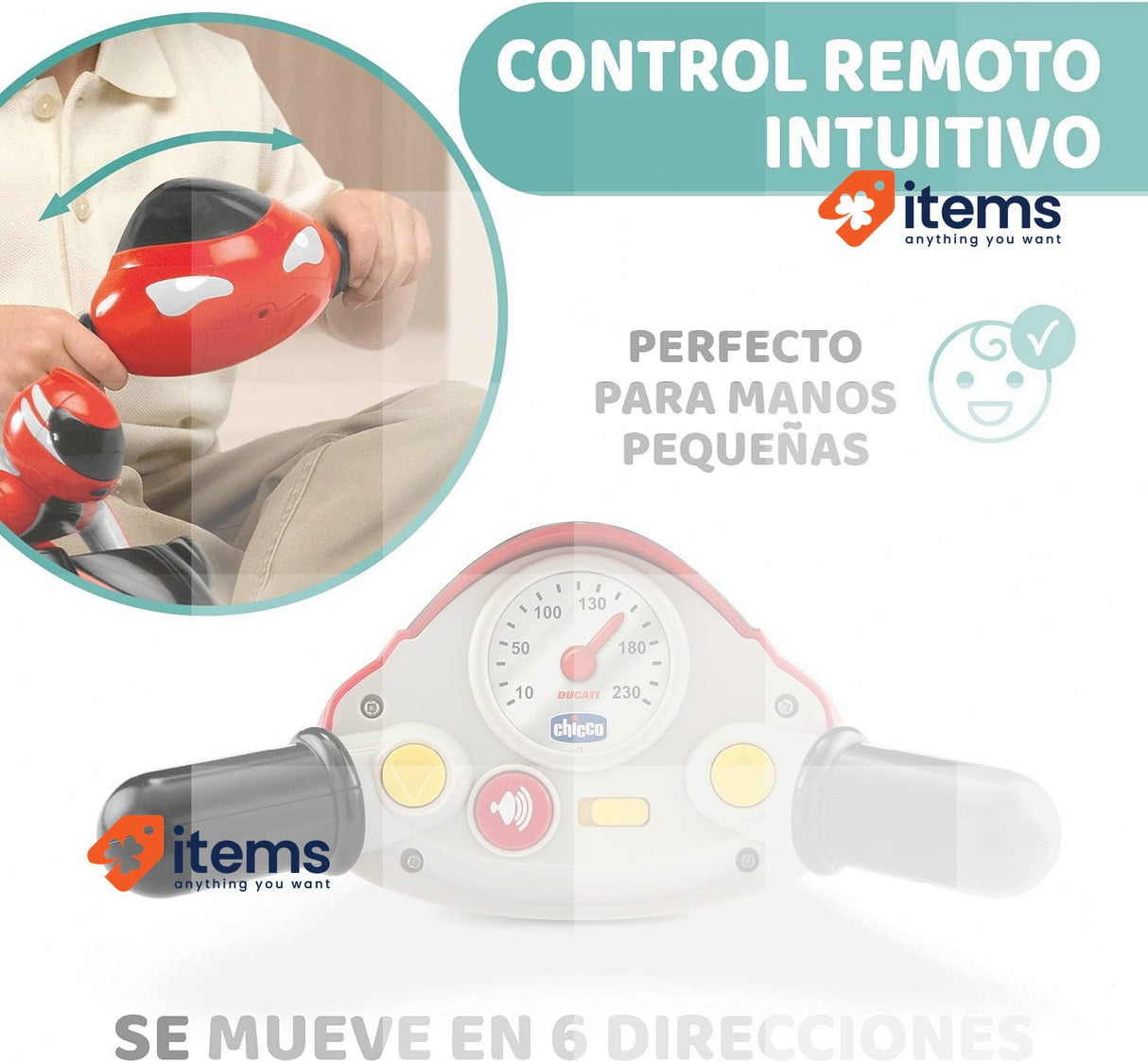 Chicco Ducati 119, Moto Teledirigidas with Intuitive Remote Control