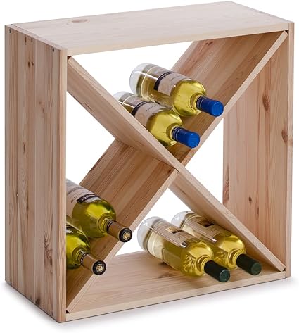 Zeller 13170 Wine Shelf Natural Wood "Kreuz" 52 x 25 x 52
