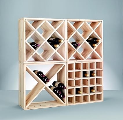 Zeller 13170 Wine Shelf Natural Wood "Kreuz" 52 x 25 x 52