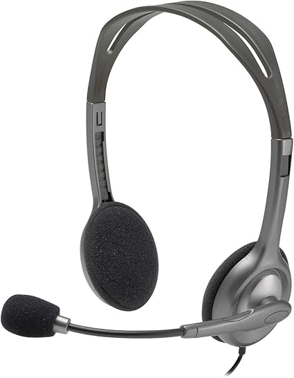 Logitech H110 Wired Headset, Stereo Headphones Black