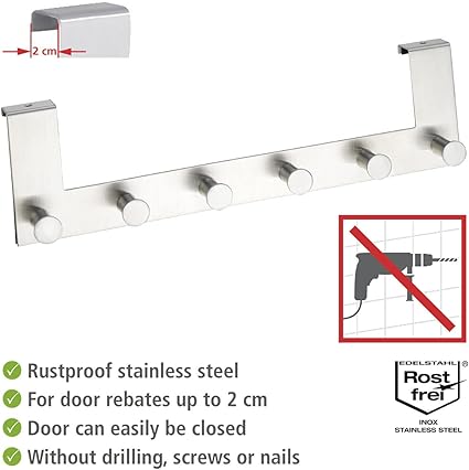 Wenko 4468060100 Door clothes rack Celano 6 hooks