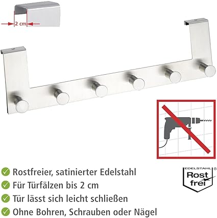 Wenko 4468060100 Door clothes rack Celano 6 hooks