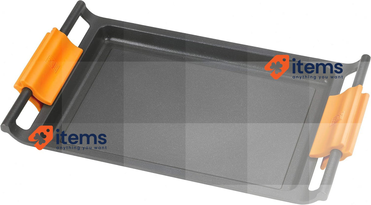 Braisogona Efficient Aluminium Flat Square Grill Pan, 45 cm, Cast, All Cookers