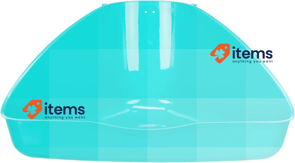 TRIXIE Small Animal Corner Litter Tray Large (45x21x30cm) Blue, Easy Clean