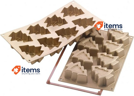 Silikomart Silicone Let S Celebrate Bakeware Multi Cake Pan, Christmas Trees