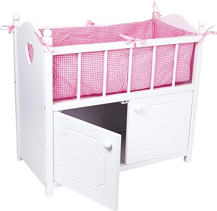 2875 Doll's Bed with Cupboard Made of Wood, Doll's Bed for 3 Years Old