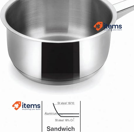 Lacor - 32216 SAUCEPAN 16 CMS. BASIC Silver Highly-Durable Pan for Kitchen