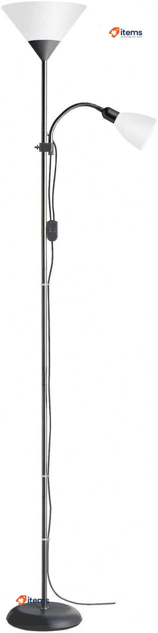 BRILLIANT Lamp Spari Uplighter Reading Arm Black/White | 1x A60, E27 AG 93008/76