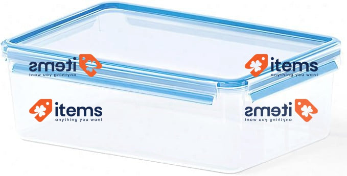 Emsa Clip & Close Rectangular Food Storage Container 5.5L, Transparent/Blue