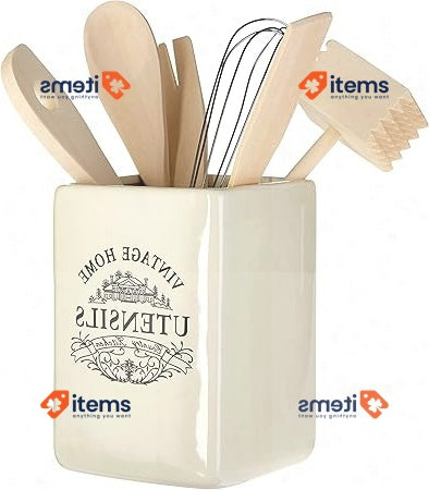 Premier Housewares Cutlery Organiser / Utensils Holder H15 X W11 D11cm, Cream