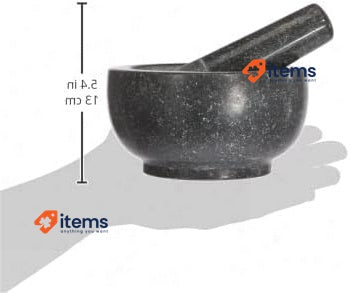 JADE TEMPLE Stone Mortar with Pestle, Granite, Grey, Granite, grey, 15.5 x 8 cm