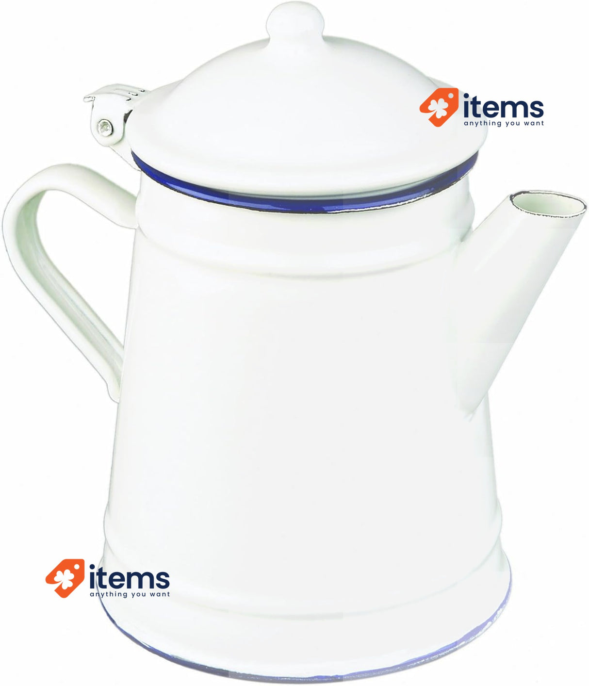 Ibili Coffee Pot Blanca Conical 1L of Enamelled Steel, White/Blue, 23x20x31cm