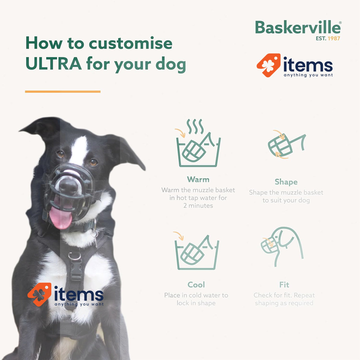 Company Of Animals BASKERVILLE ULTRA MUZZLE, Size 5, Safe Patented Humane Design