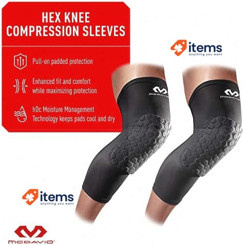 Knee Compression Sleeves: Mcdavid Hex Pads Leg Sleeve Small 6446R Hexpad Unisex