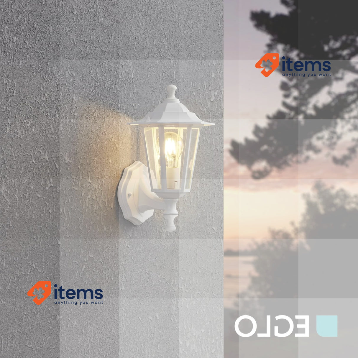 EGLO Laterna 5 Outdoor Lamppost, Pier Mount Exterior Light White E27 IP44 Wall