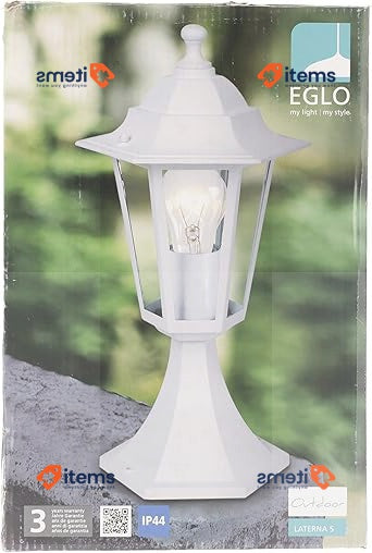 Eglo Laterna 5 Outdoor Lamppost, Pier Mount Exterior Light, White Cast E27 IP44