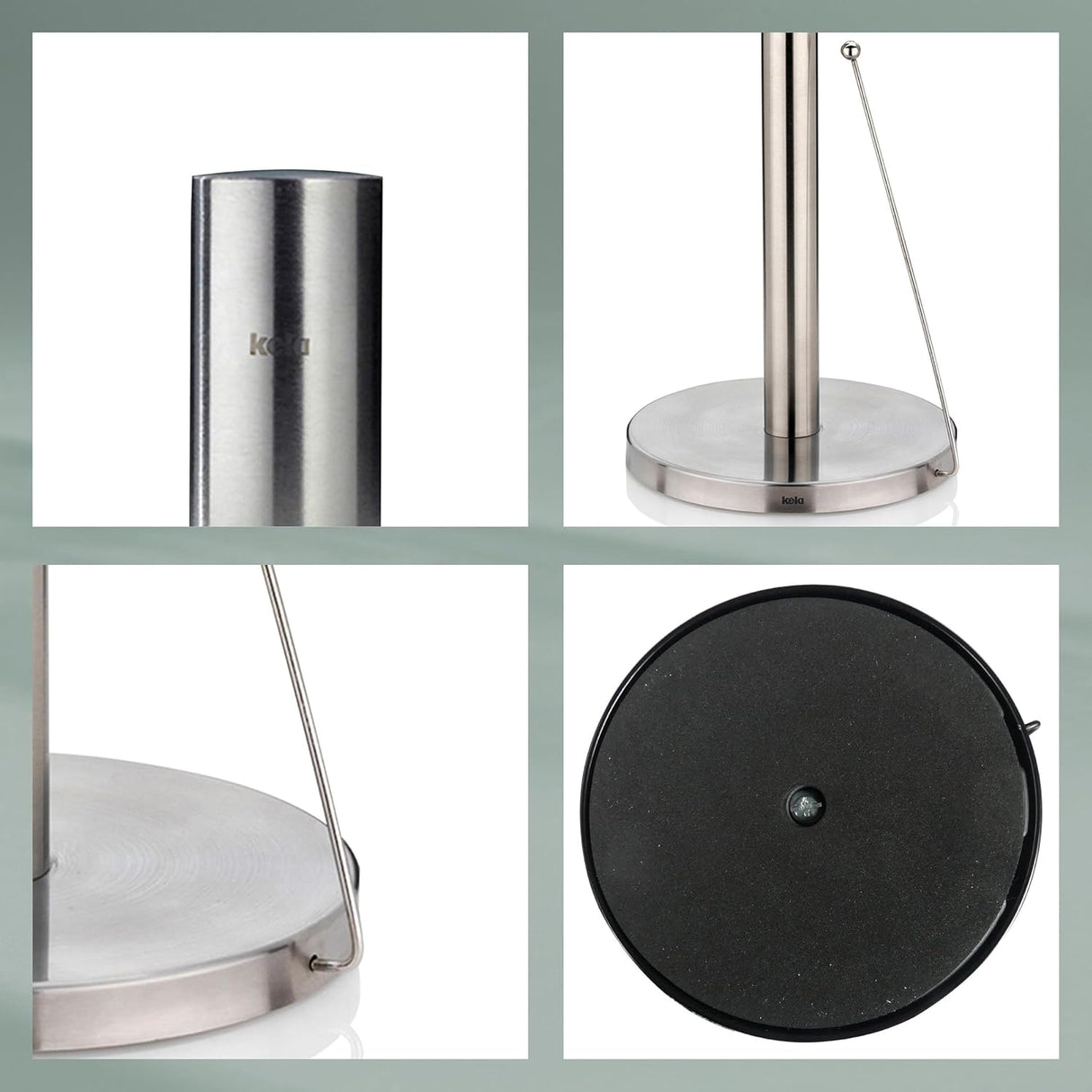 kela Kitchen roll Holder, Stainless_Steel, Matt Silver, 15 x 15 x 33.5 cm