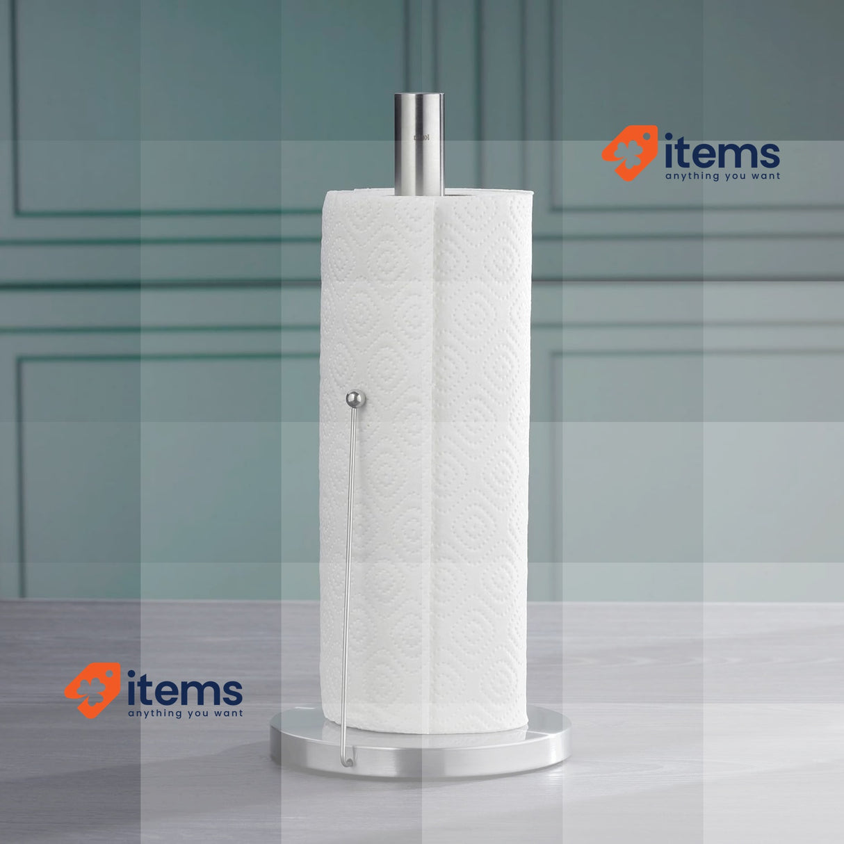 kela 16920 Kitchen Roll Holder 33.5 cm tall, Stainless steel Matte Roller blind