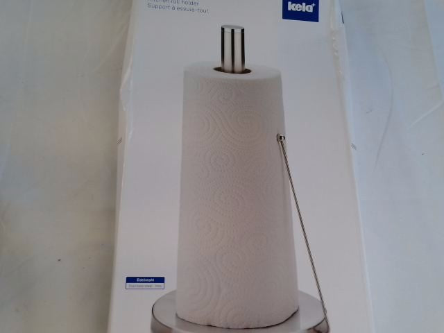 kela 16920 Kitchen Roll Holder 33.5 cm tall, Stainless steel Matte Roller blind
