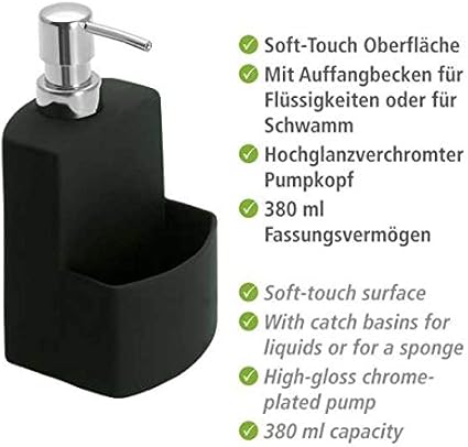 Wenko Festive 3620117100 Washing-Up Liquid Dispenser, Black