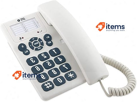 SPC 3602 Landline Phone - Desk/Wall Mount, White, Compact Design, Large Buttons