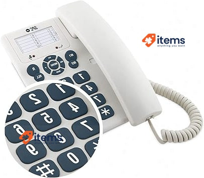 SPC 3602 Landline Phone - Desk/Wall Mount, White, Compact Design, Large Buttons