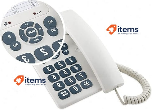 SPC 3602 Landline Phone - Desk/Wall Mount, White, Compact Design, Large Buttons
