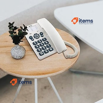 SPC 3602 Landline Phone - Desk/Wall Mount, White, Compact Design, Large Buttons