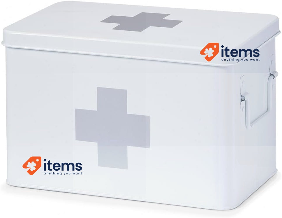Zeller First Aid Box, Metal, White, 32 x 19.5 x 20 cm