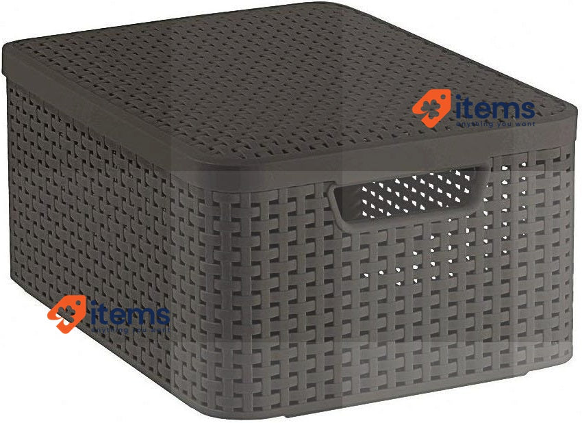 Curver Style 205847 Storage Box Rattan Look Size M Chocolate